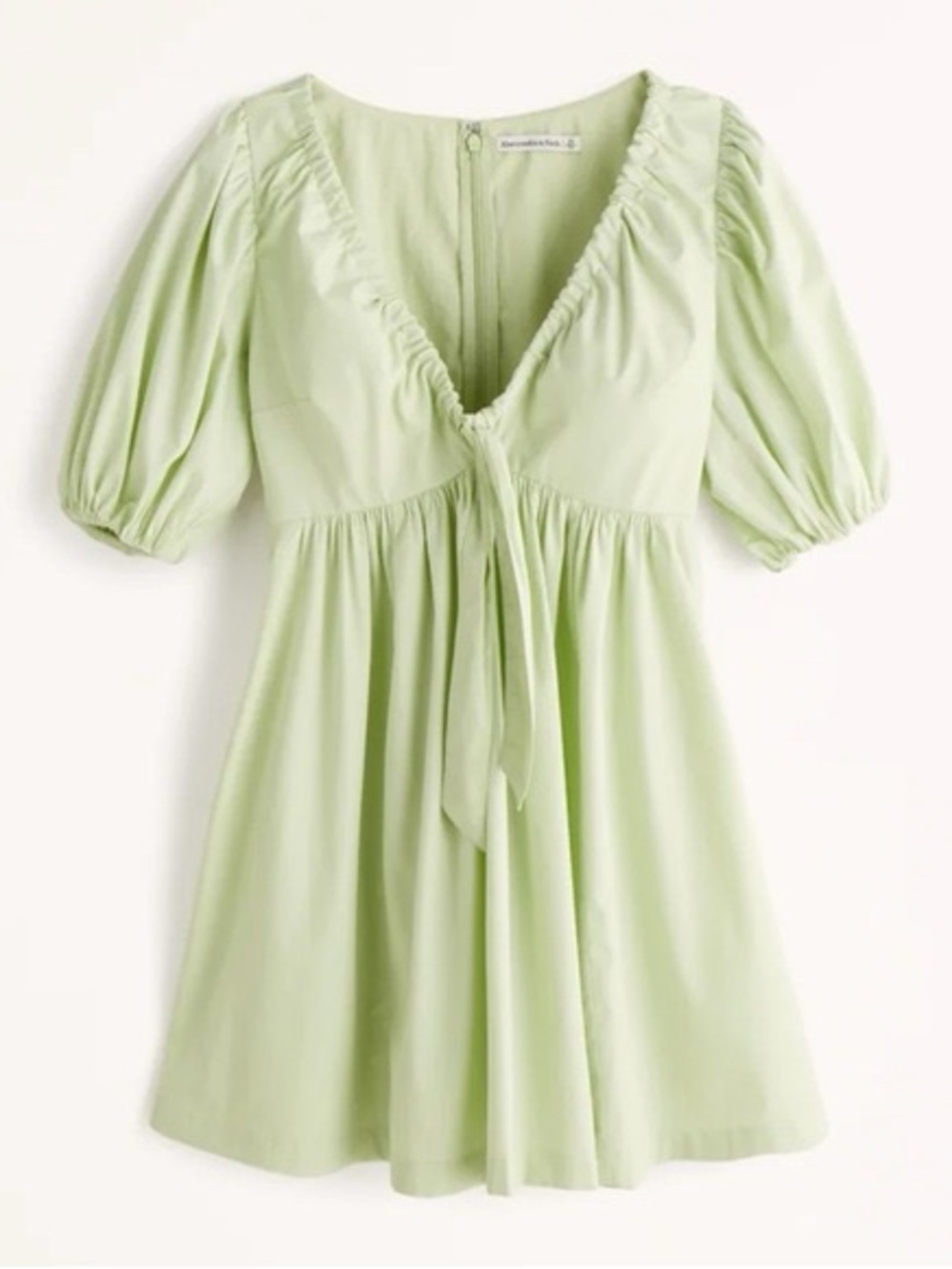 NWT Abercrombie & Fitch Cinch Front Puff Sleeve Poplin Mini Dress